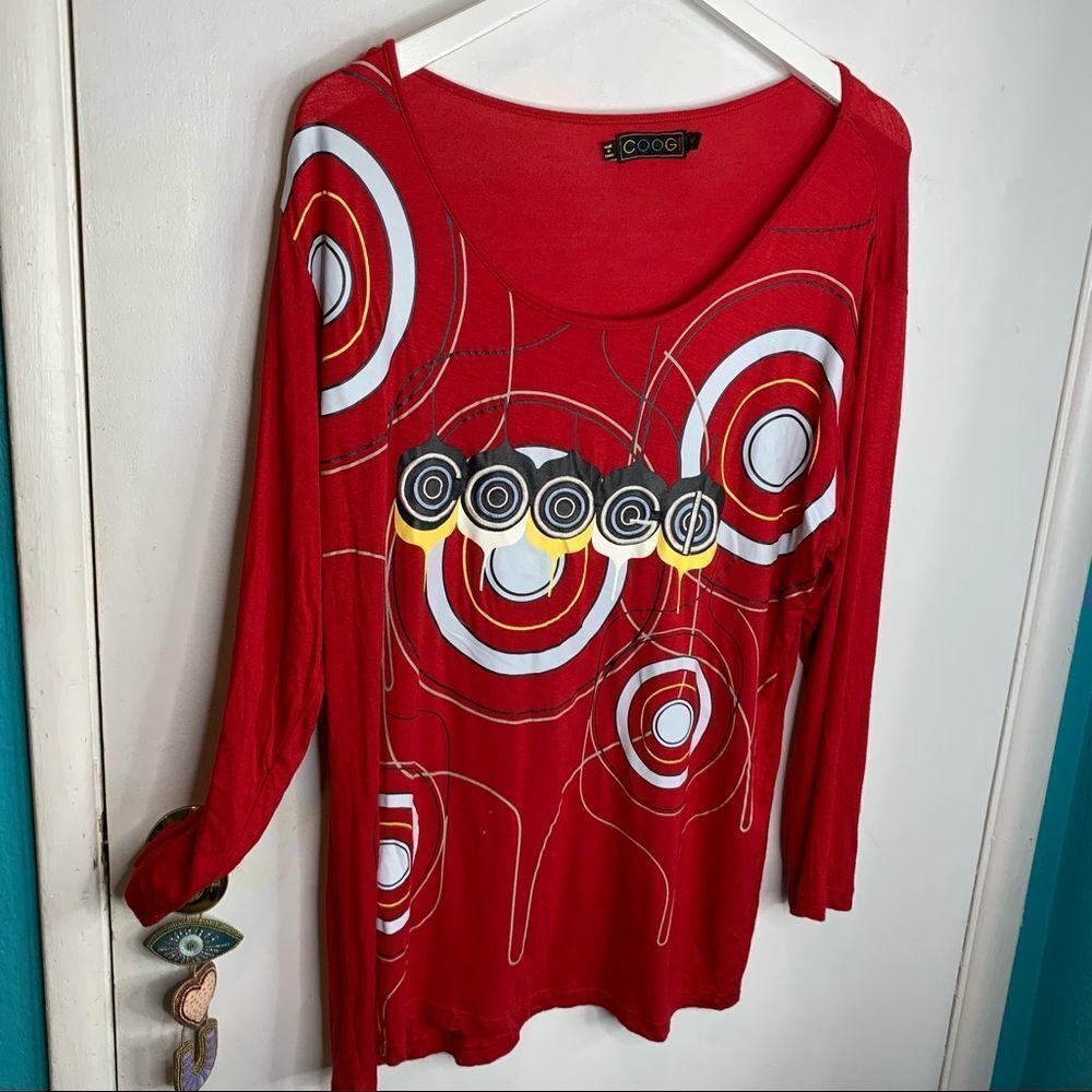 Coogi colorful embroidered long sleeves light weight top
